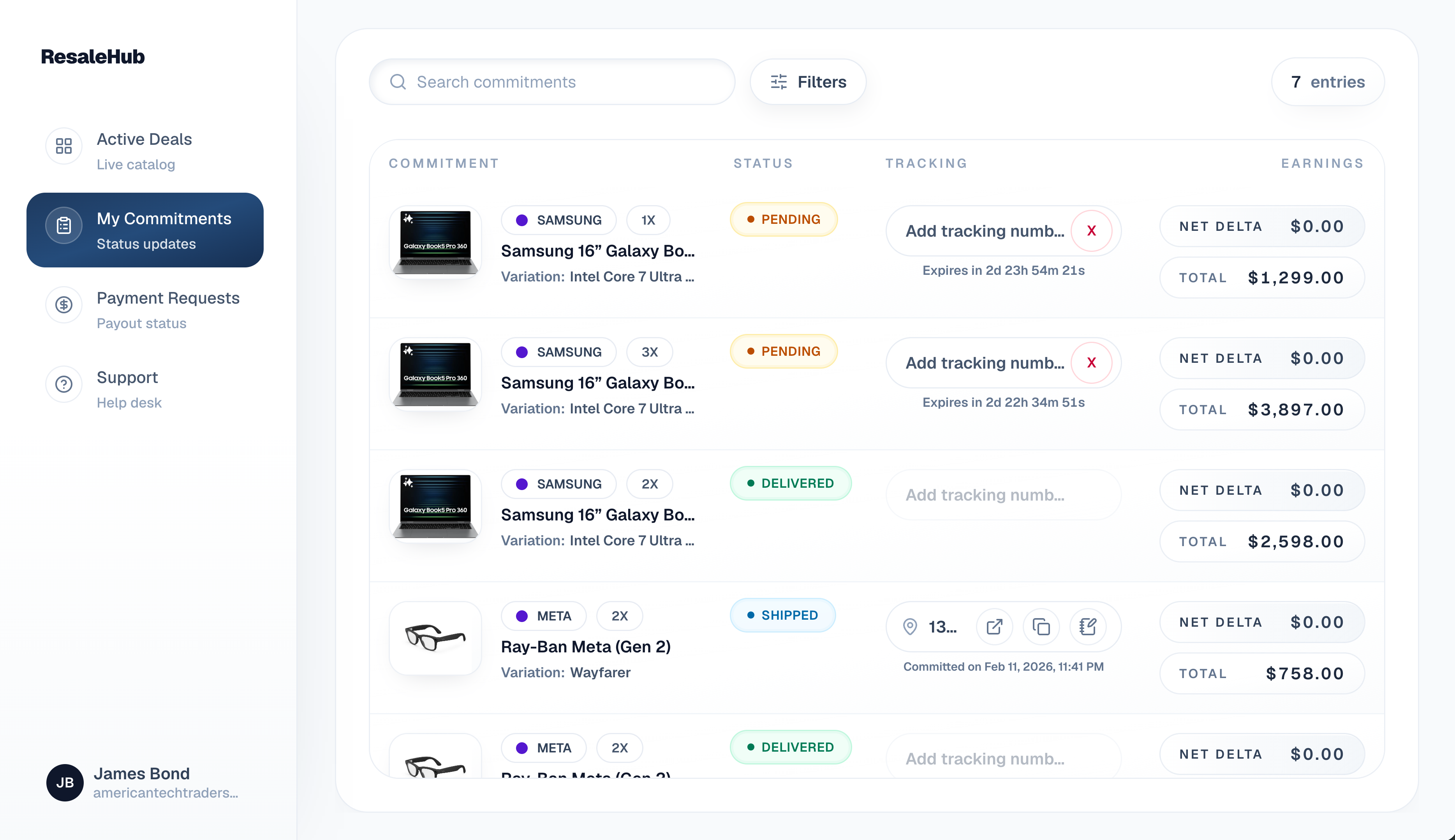 Verification step showing shipment tracking and delivery confirmation